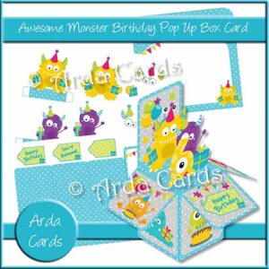 Awesome Monster Birthday Pop Up Box Card