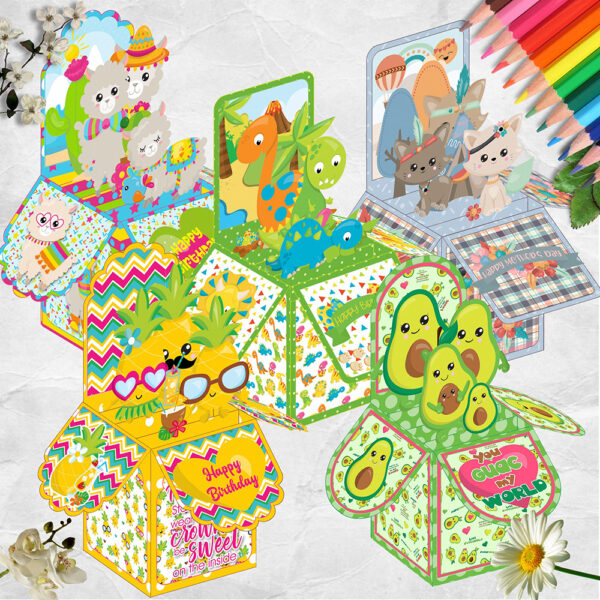 Cute Characters Pop Up Box Card Bundle