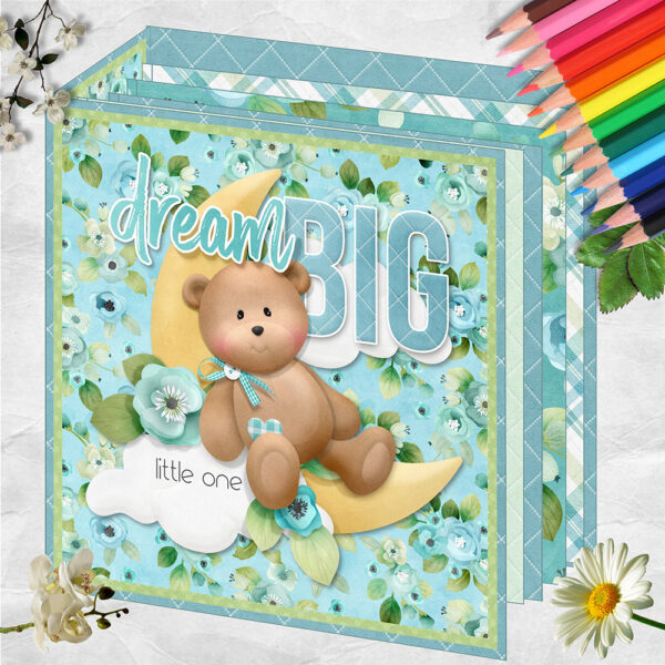 Dream Big Baby Boy 6.5x6.5 Inch Mini Scrapbook Album