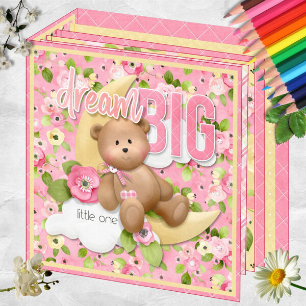 Dream Big Baby Girl 6.5×6.5 Inch Mini Scrapbook Album