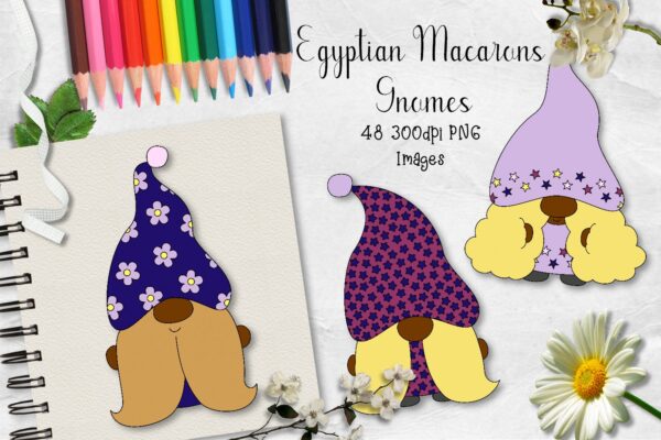 Egyptian Macarons Gnomes CU Clipart