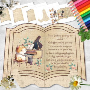 Piano Cat Open Book