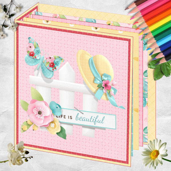 Spring Flowers 6.5x6.5 Inch Mini Scrapbook Album